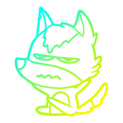 cold gradient line drawing cartoon annoyed wolf
