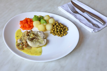 Chicken in mushroom sauce on a plate