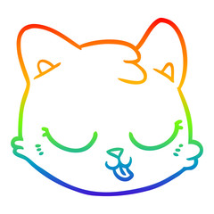 rainbow gradient line drawing cartoon cat face