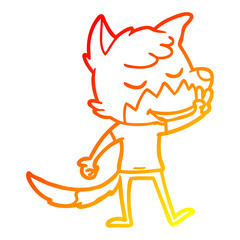 warm gradient line drawing friendly cartoon fox