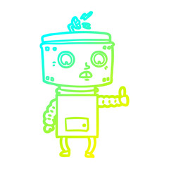 cold gradient line drawing cartoon robot