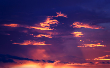 Twilight sky with fiery clouds
