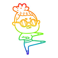 rainbow gradient line drawing cartoon annoyed woman