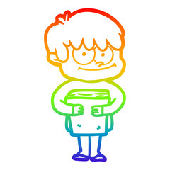 rainbow gradient line drawing happy cartoon man