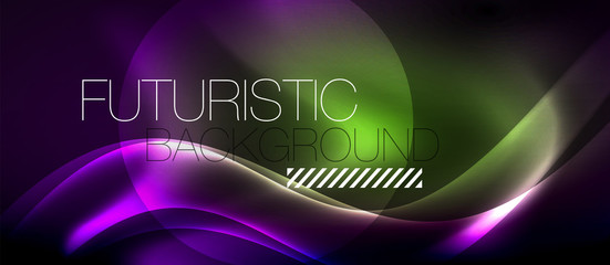 Glossy glowing neon light wave background