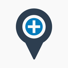 Obraz premium Hospital location icon. Flat style vector EPS.