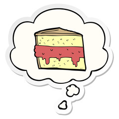 cartoon cake and thought bubble as a printed sticker