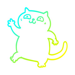 cold gradient line drawing cartoon cat