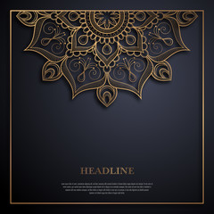 Gold and black greeting card template in retro style. Great design for any purposes: invitation, flyer, menu, brochure or leaflet