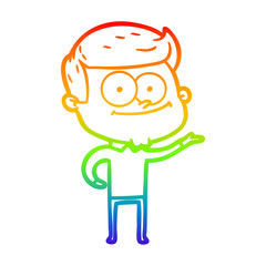 rainbow gradient line drawing cartoon happy man