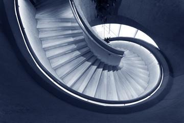 Spiral staircase. Modern building abstarct background