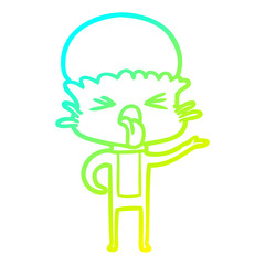 cold gradient line drawing disgusted cartoon alien
