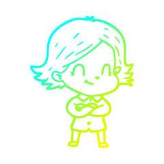 cold gradient line drawing cartoon friendly girl