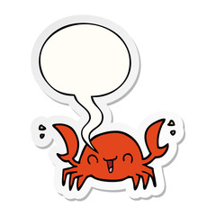 cartoon crab and speech bubble sticker