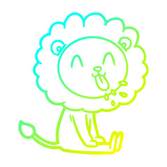 cold gradient line drawing happy cartoon lion