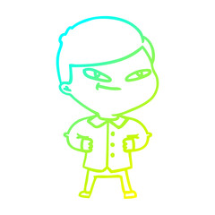 cold gradient line drawing cartoon confident man