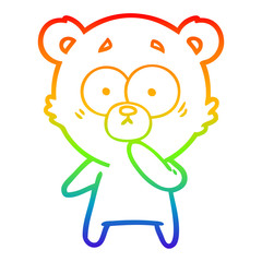 rainbow gradient line drawing nervous polar bear cartoon