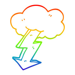 rainbow gradient line drawing cartoon lightning bolt