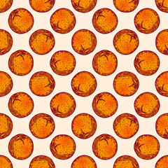 Orange fruit hand drawn color tropical seamless pattern