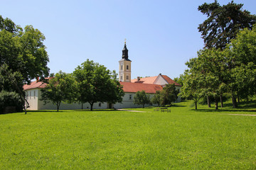 Fototapeta na wymiar Krusedol Monastery in Fruska Gora National Park, Vojvodina, Serbia