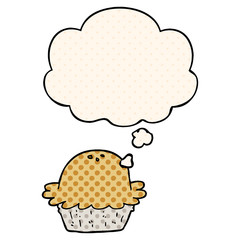 cartoon pie and thought bubble in comic book style