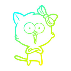 cold gradient line drawing cartoon cat