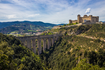 castle on the hill in Spoleto in Umbria - obrazy, fototapety, plakaty