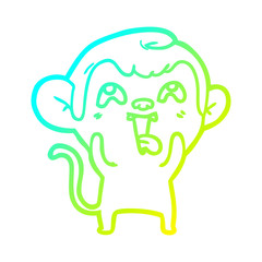 cold gradient line drawing crazy cartoon monkey