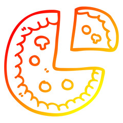warm gradient line drawing cartoon pizza
