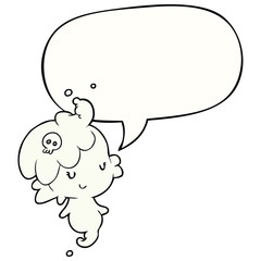 cute cartoon ghost girl and speech bubble