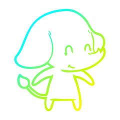cold gradient line drawing cute cartoon elephant