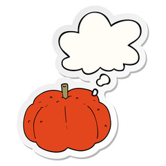 cartoon pumpkin and thought bubble as a printed sticker