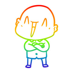 rainbow gradient line drawing happy cartoon bald man