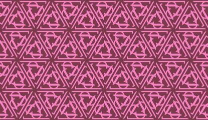 Vector Seamless illustration with pattern in triangles style. Curved line. Decorative design for For interior wallpaper, smart design, fashion print.