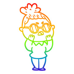 rainbow gradient line drawing cartoon annoyed woman