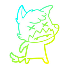 cold gradient line drawing cartoon dead fox