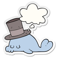 cute cartoon dolphin and thought bubble as a printed sticker