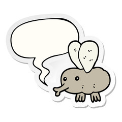 cartoon fly and speech bubble sticker