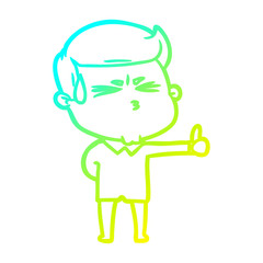 cold gradient line drawing cartoon man sweating