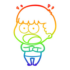 rainbow gradient line drawing cartoon shocked man