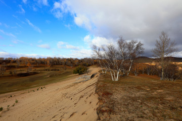Fototapeta premium natural scenery of the princess lake of Ulan cloth in Inner Mongolia