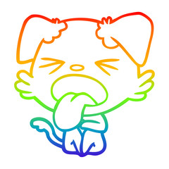 rainbow gradient line drawing cartoon disgusted dog sitting