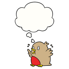 cartoon excited robin and thought bubble