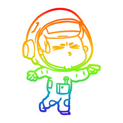 rainbow gradient line drawing cartoon stressed astronaut