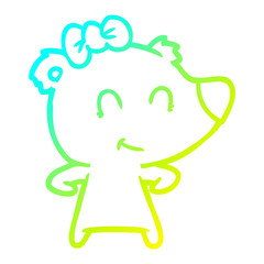 cold gradient line drawing female bear cartoon