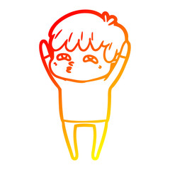warm gradient line drawing cartoon curious man