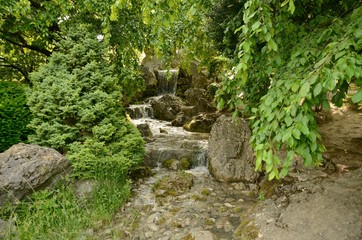 Waterfall in Park of Pamplona