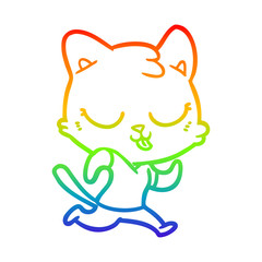 rainbow gradient line drawing cartoon cat