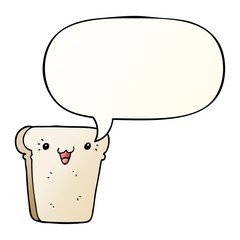 cartoon slice of bread and speech bubble in smooth gradient style