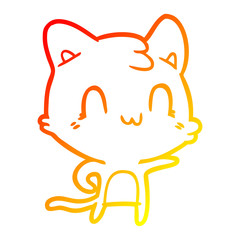 warm gradient line drawing cartoon happy cat pointing
